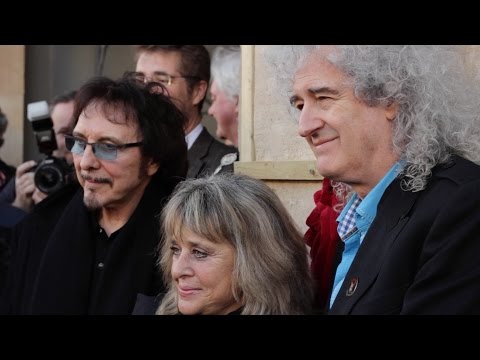Brian May, Tony Iommi and Suzi Quatro unveil plaque in memory of drumming legend Cozy Powell.