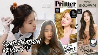 (+ENG) i dyed my hair again!! with mise en scene hello bubble + cream combination review