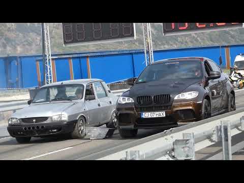 Turbo 350 HP DACIA 1310 vs BMW G-Power Typhoon BMW X6 M - Drag Race