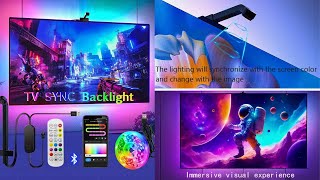 ✨ Bluetooth APP Control RGB LED Strip Light | TV Sync Backlight + Music Sync for Gaming & Home