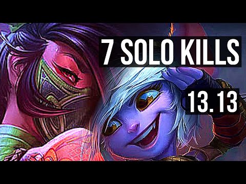 AKALI vs TRISTANA (MID) | 12/1/6, 7 solo kills, Legendary, 500+ games | NA Master | 13.13