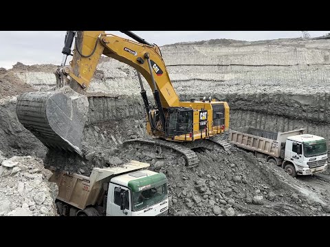 Caterpillar 6015B Excavator Loading Mercedes & MAN Trucks - Sotiriadis Mining Works