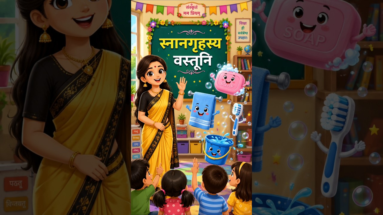 नन्हे चैंप्स के लिए: स्नान की सामग्री के नाम संस्कृत में! 🧼🪥🛁✨