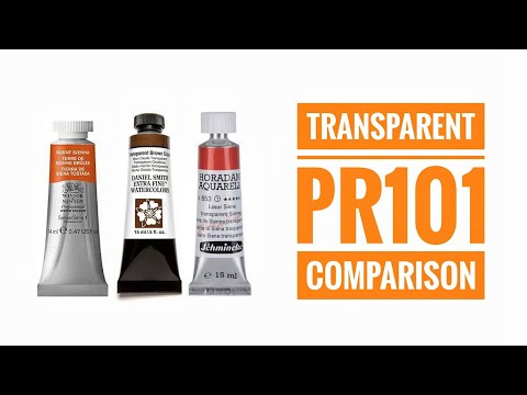 Transparent PR101 Watercolor Comparison - Daniel Smith - Winsor & Newton - Schmincke - Turner