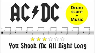 AC/DC - You Shook Me All Night Long [DRUM SCORE + MUSIC]