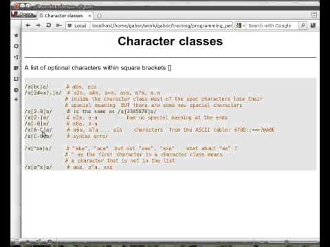 Beginner Perl Maven tutorial: 9.4 - more about character classes