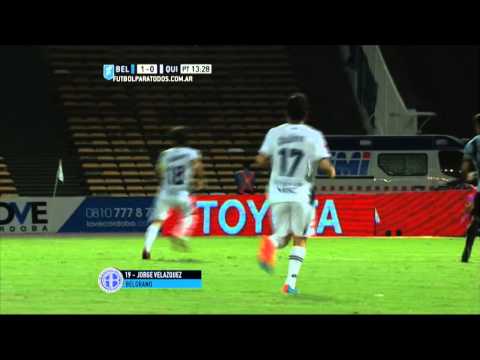 Gol de Velázquez. Belgrano 1 - Quilmes 0. Fecha 9. Primera División 2015. FPT.
