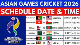 Asian Games 2026 cricket Full Schedule | All Matches, Dates & Fixtures | Asian games 2026