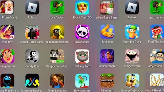 Roblox,Alien Base Barry,Hide In The Backroom,Poppy Playtime 4,Stumble Guys,Evil Grandma,Free Fire...