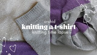♡ Knitting timelapse - round neck t-shirt with leftover yarn ♡
