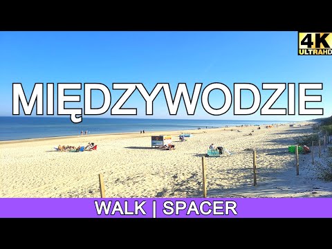 Międzywodzie - spacer po plaży i miejscowości | 4K
