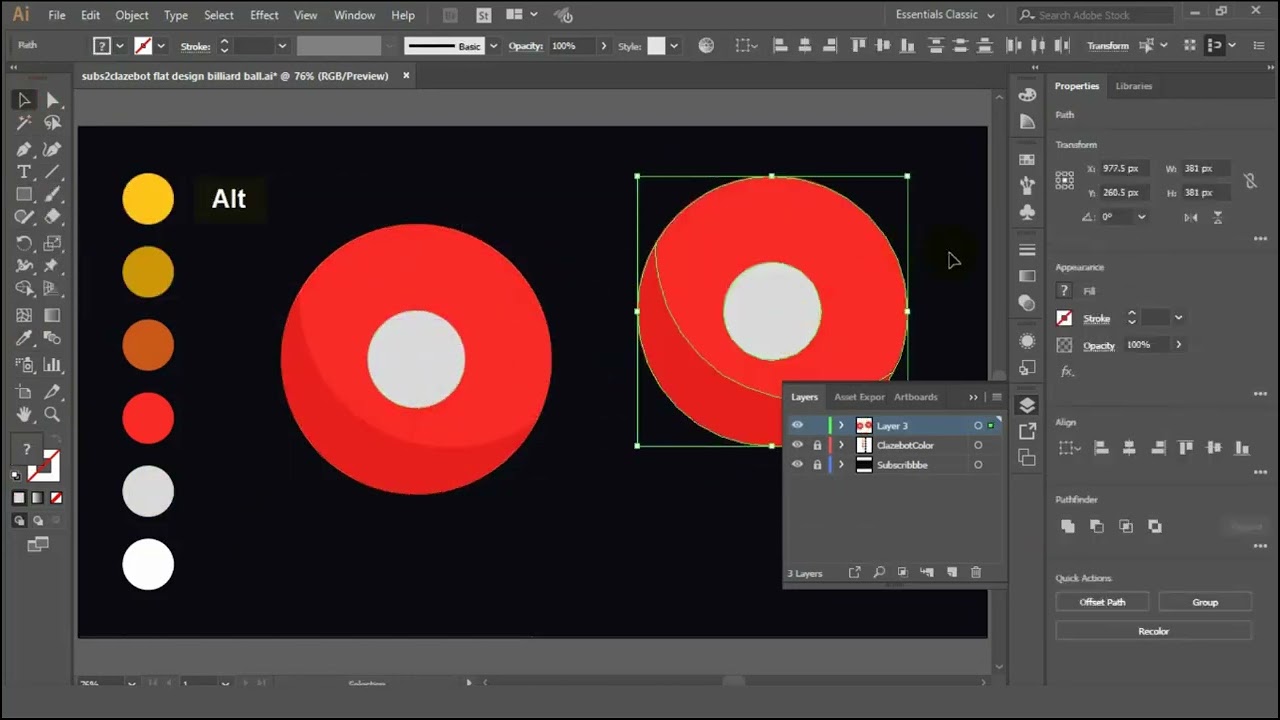 Billiard Ball How to Draw Vector Art Flat Illustration