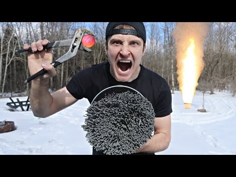 1000 DEGREE METAL BALL vs 10,000+ SPARKLERS (EXTREME DANGER) EXPLOSION?