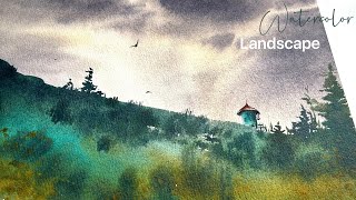 Minimalist Watercolor Landscape: Easy Tutorial (Less is More!)