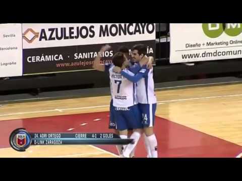 Gol de Adrián Ortego (4-1) en el DLink Zaragoza - Catgas E. Santa Coloma. J24 1ªDiv