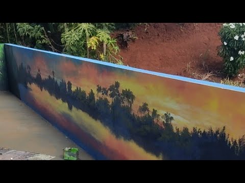 Pintura paisagem mural quatro pontes Paraná parte 2