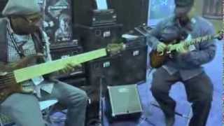 Tommy Brown ft guitarist Francisco Diaz at EBS NAMM Booth 2014
