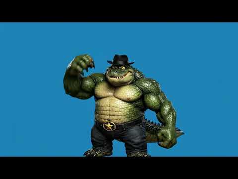 The crocodile in the hat is muscular 4k green screen #animal