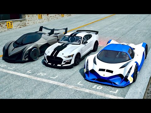 5000 HP Ford Mustang 2020 vs Devel Sixteen 2014 vs Devel Sixteen 2019 - Drag Race 20 KM