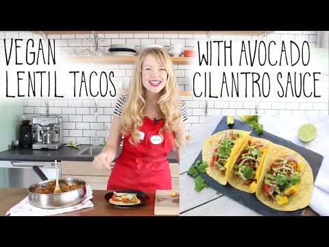 Vegan Tacos • Lentil Tacos with Avocado Cilantro Sauce