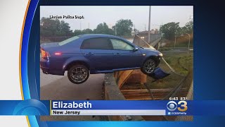 Car Left Dangling Over Overpass In New Jersey