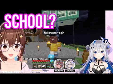 Tokino Sora Call Kanata Castle a School | Minecraft [Hololive/Eng Sub]
