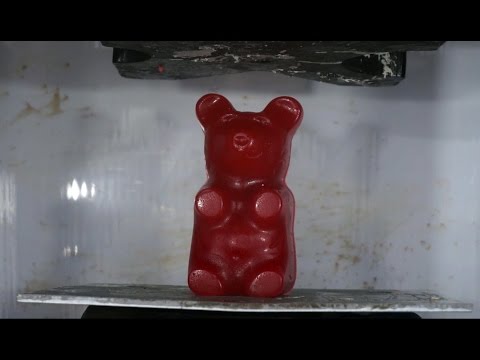 Giant Gummy Bear Crushed By Hydraulic Press Turns Into Glue! Video