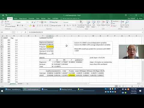 Basic Excel: single variable linear regression