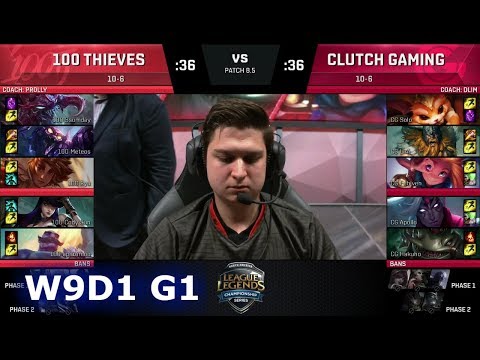 100 Thieves vs Clutch Gaming | Week 9 Day 1 of S8 NA LCS Spring 2018 | 100 vs CG W9D1 G1