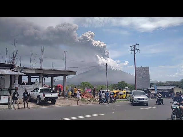 Indonesian volcano belches huge tower of smoke and ash