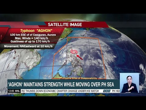 'Aghon' maintains strength while moving over PH sea east southeast of Aurora ANC