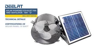 Solar Powered Exhaust Fan and Ventilator - 15W - Adjustable - 12