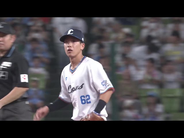 【1回表】ファインプレー!! ライオンズ・滝澤夏央 一回転しながら送球し見事アウトに!! 2025年9月6日 埼玉西武ライオンズ 対 千葉ロッテマリーンズ