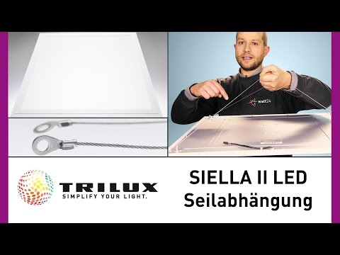 TRILUX SIELLA II LED - Alternative Montage mit Seilabhängungen / Panelleuchtenaufhängung