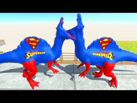 BLUE SPIDERMAN SPINOSAURUS SKY DEATH RUN - Animal Revolt Battle Simulator