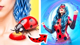 From Nerd To Ladybug! Extreme Beauty Makeover! How To Become a Superhero