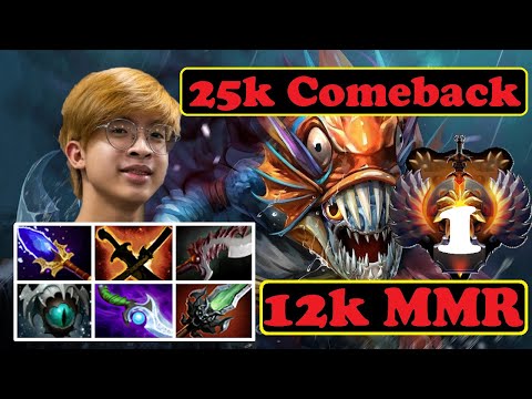 23savage 12k MMR 25k Comeback #1 SEA Slark vs #16 Storm Spirit! Epic Slark Mastery Uncatchable!