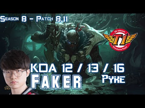 SKT T1 Faker PYKE vs FIDDLESTICKS Supp - Patch 8.11 KR Ranked