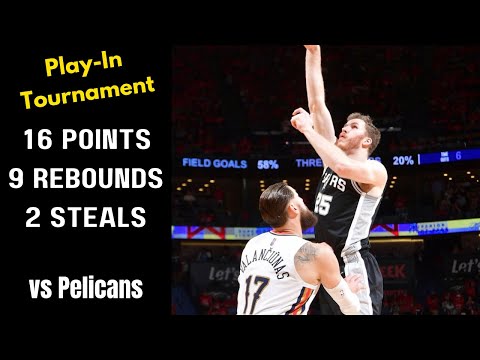 Jakob Poeltl 16 PTS, 9 REB, 2 STL vs Pelicans - 21/22 Play-In - Apr 13, 2022