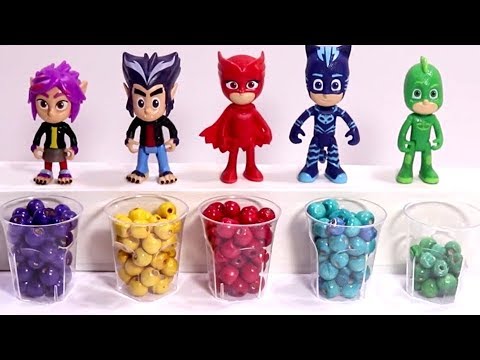 Pj Mask, Apprendre Les Couleurs Avec Des Perles De 5 Ballons De Couleurs Avec Des Peintures Au Doigt