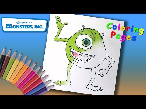 Monsters, Inc. Coloring Book for Kids. How to Coloring Mike Wazowski Video