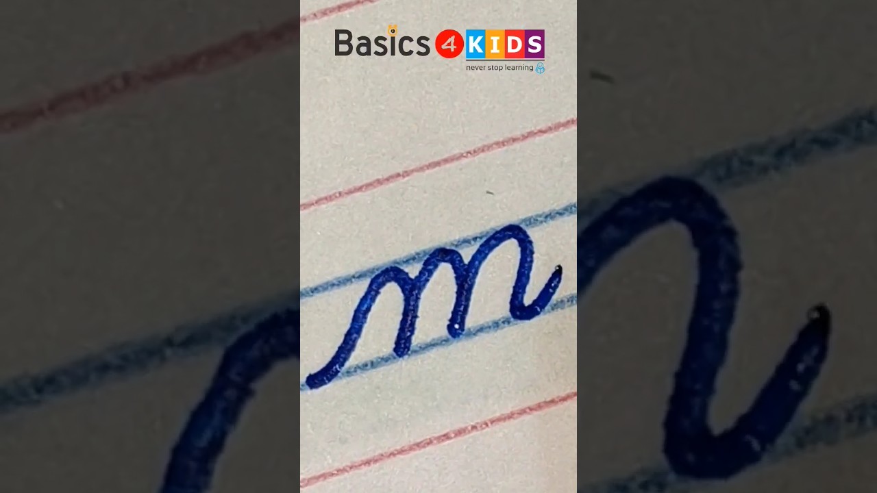 cursive small letter m | small cursive letter m | small letter m in cursive handwriting @Basics4Kids