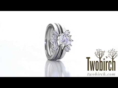 Sunburst Style Ring Guard With Round And Baguette Cut Stones-TwoBirch-TB-GUARD-0001