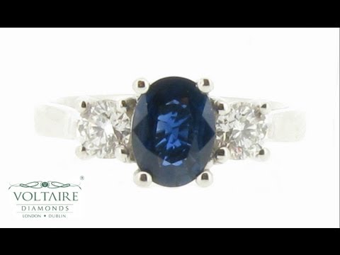 Oval Blue Sapphire and Round Brilliants Engagement Ring - ER 1189