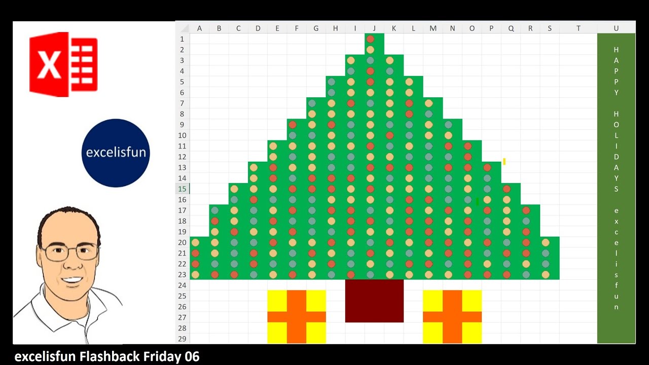 excelisfun Flashback Friday 6: Sparkling Christmas Tree in Excel! Build Conditional Formatting Tree