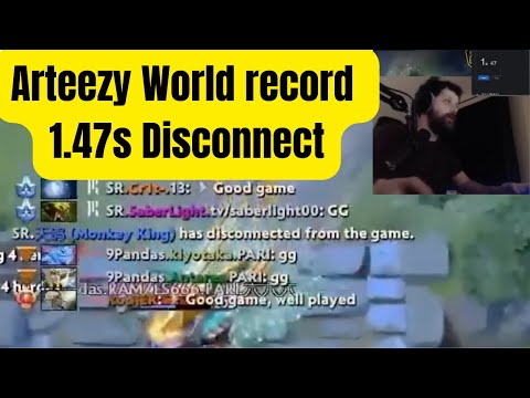Arteezy WORLD RECORD Disconnect 1.47 seconds after GG call
