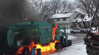 Garbage truck fire.