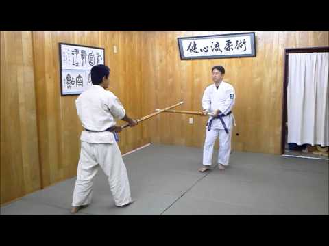 巻き落とし？　竹刀で崩す　健心流柔術　沖縄　古武術研究