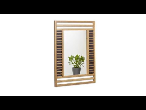 Miroir en bambou glace de salle de bain Bleu - Marron - Bambou - Verre - 50 x 71 x 2 cm