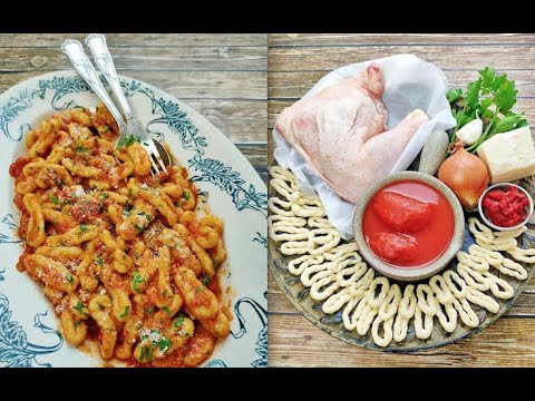 Try making this pasta! Lorighittas- Sardinian pasta- handmade with chicken and tomato sauce.